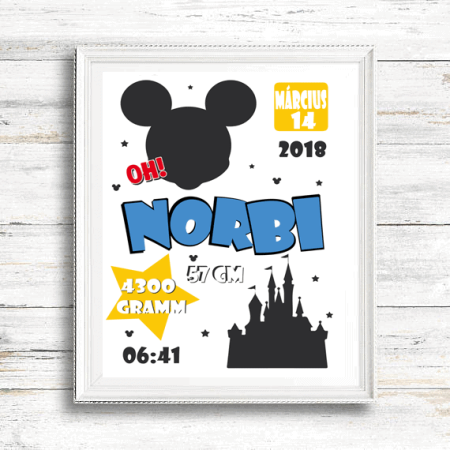 Mickey Mouse újszülött emléklap
