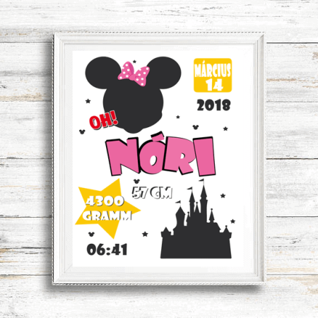 Minnie Mouse újszülött emléklap