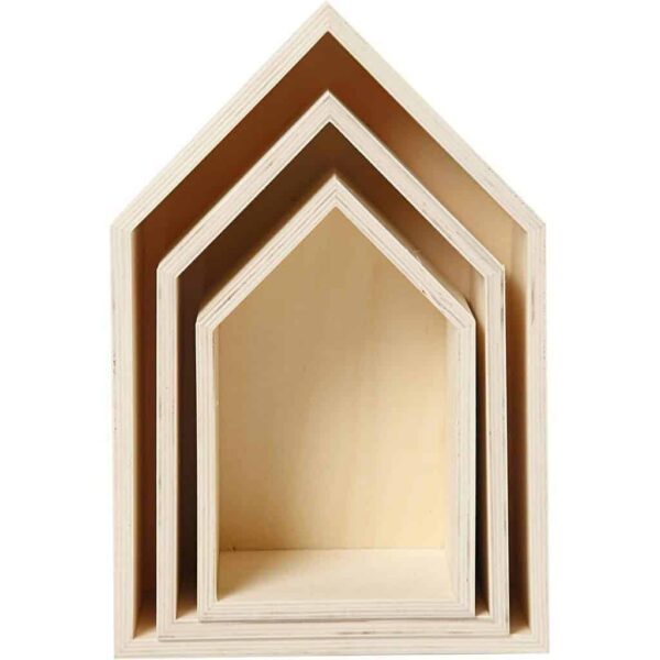 Személyre szabható fali fa házikó polc, amely tökéletes gyerekszoba dekoráció lehet a gyerekek szobájában.