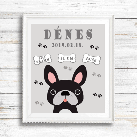Bulldog love újszülött emléklap