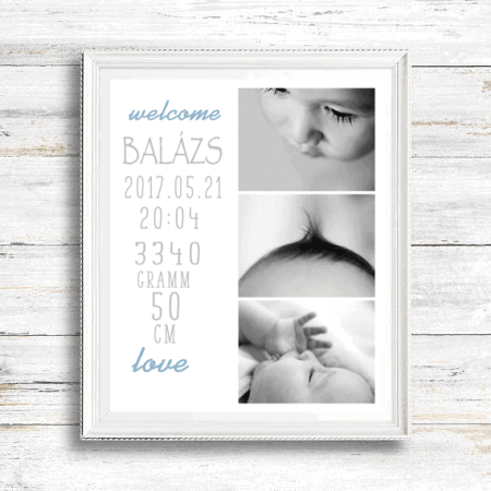 Welcome babafotós újszülött emléklap
