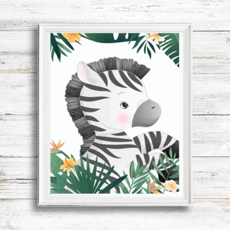 Dzsungel zebra gyerekszoba dekoráció . Egyedi emléklap ami szuper dekoráció a gyerekszobába és ajándéknak is remek ötlet.
