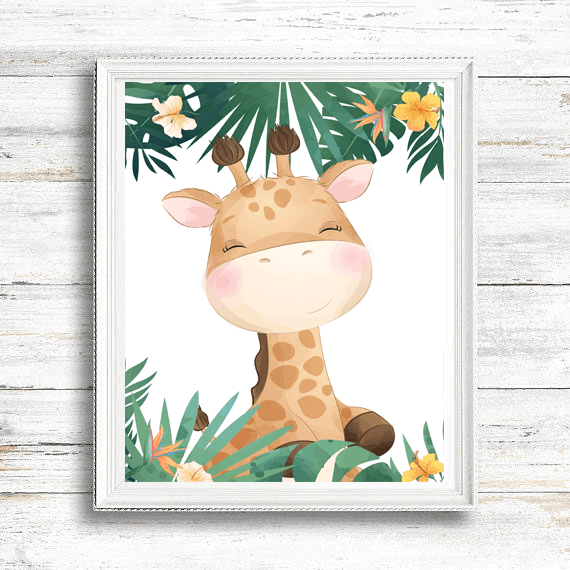 Dzsungel zsiráf gyerekszoba dekoráció . Egyedi emléklap ami szuper dekoráció a gyerekszobába és ajándéknak is remek ötlet.