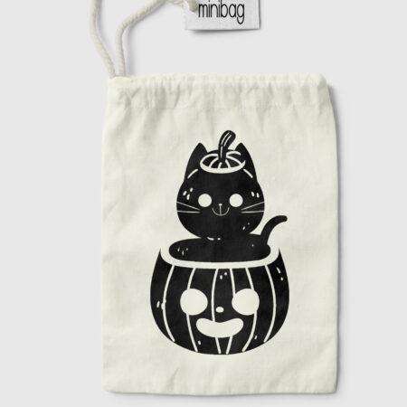 Fekete macska és tök mintás halloweeni cukorka gyűjtő zsák